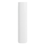 A tall, slender white cylindrical pedestal with a glossy finish, centered on a solid white background.
