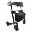 Black rollator with a bag on a white background