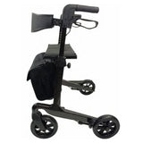 Black rollator with wheels on a white background