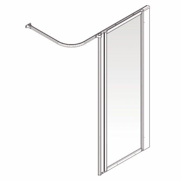 Shower enclosure with a white background