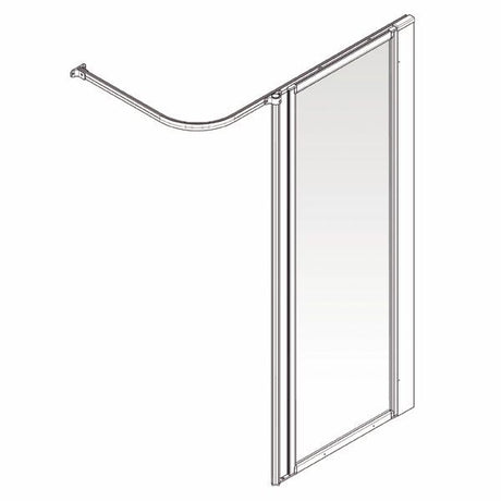 Shower enclosure with a white background