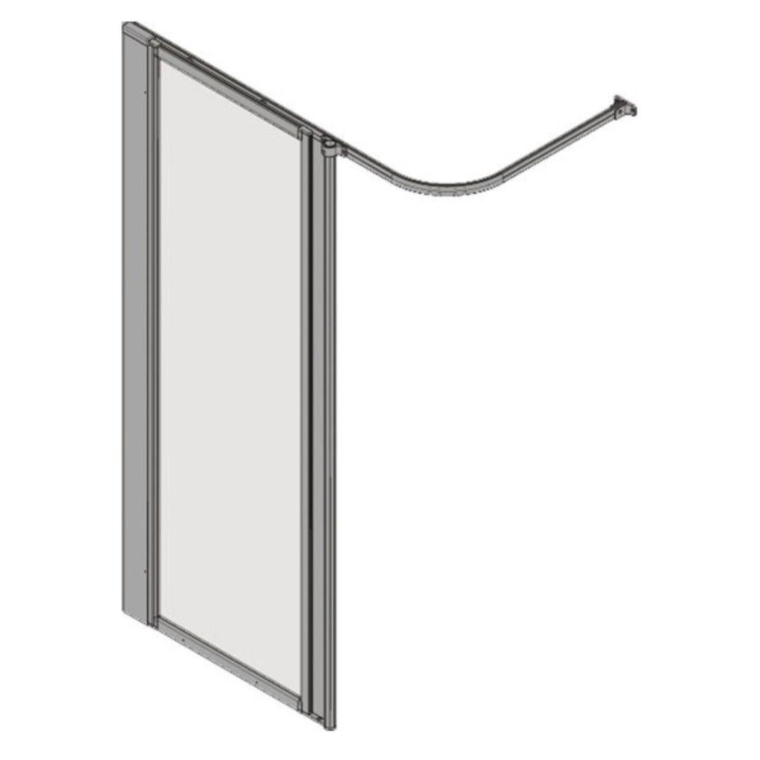 Shower screen and shower rail on a white background