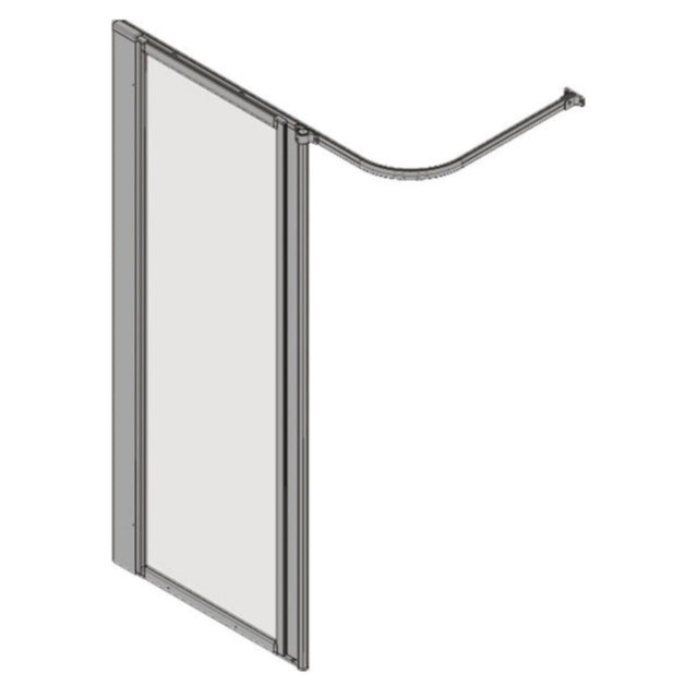Shower screen and shower rail on a white background