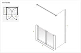 Technical drawing of a non-handed shower screen with dimensions labeled.