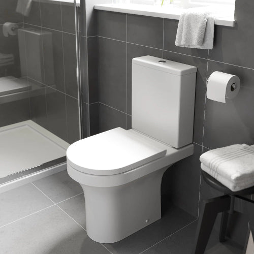 White toilet in modern bathroom setting
