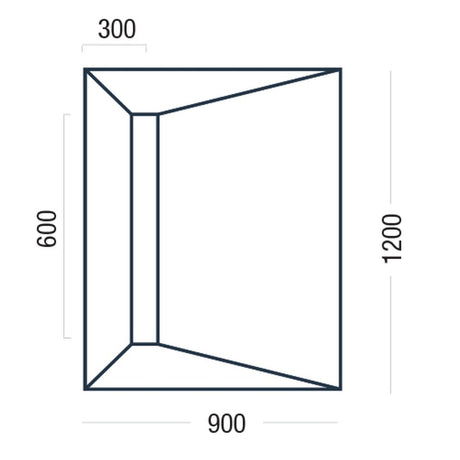 A simple line drawing with dimension labels showing a rectangular opening or frame-like shape. The diagram includes measurements 300, 600, 900, and 1200 on a plain white background.