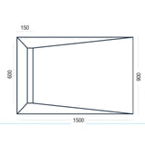 A simple black line drawing with dimension labels on a white background, showing a rectangular shape with measurements 150, 600, 900, and 1500.