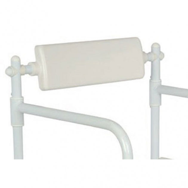 White towel rack with a roll of white paper towel on a white background