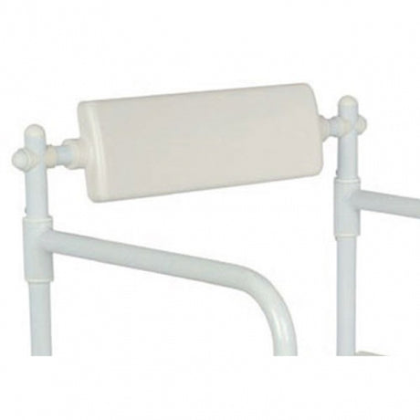 White towel rack with a roll of white paper towel on a white background