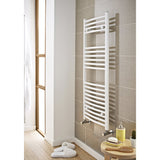 white towel rail in modern bathroom