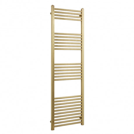 Gold towel radiator on a white background