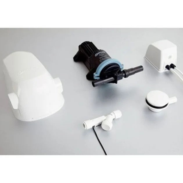 Collection of marine or automotive parts on a gray surface