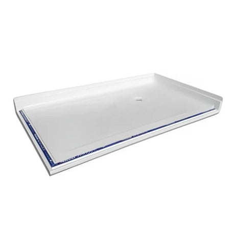 A white shower tray on a white background