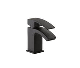 Black faucet on a white background