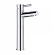 Chrome bathroom faucet on a white background