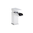 Chrome bathroom faucet on a white background