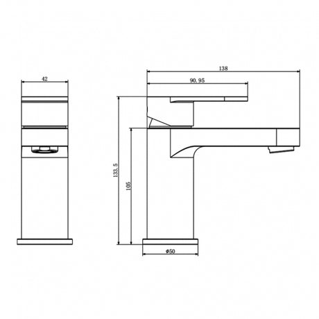 Technical drawing of a kitchen sink with dimensions