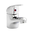 Chrome bathroom faucet on a white background