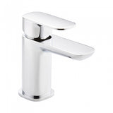 Chrome bathroom faucet on a white background