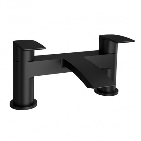 Black bath filler tap on a white background
