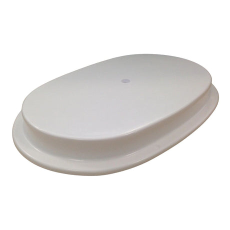 An oval-shaped white toilet plinth, shown on a plain white background.
