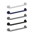 Five grab bars in different colors on a white background