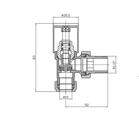 Technical drawing of a mechanical component with dimensions