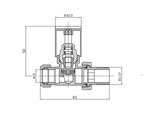 Technical drawing of a mechanical component with dimensions