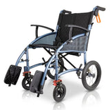 Blue wheelchair on white background