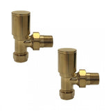 Kartell Modern Angled Radiator Valves, 15mm (Pair) - Brass