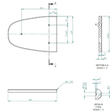 Technical drawing of a toilet plinth with dimensions and sections labeled