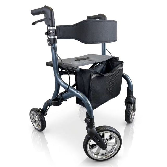 Dark grey rollator on white background