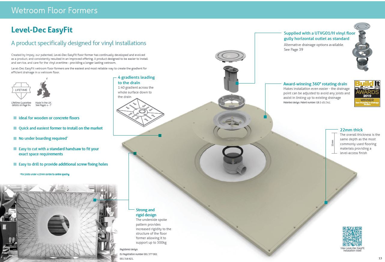 Impey Level-Dec Easyfit Wetroom Floor Former Tray