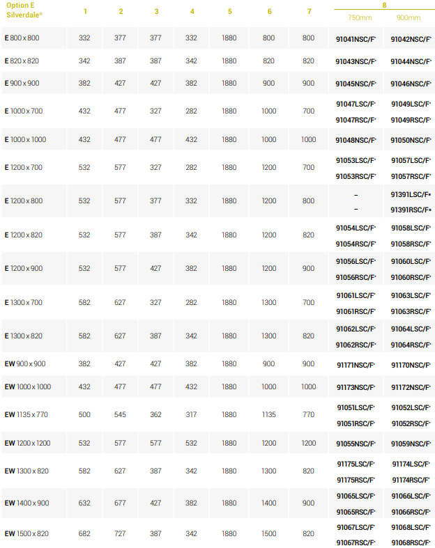 AKW Option EW Half Height Wet Floor Shower Screen Silverdale - Frosted
