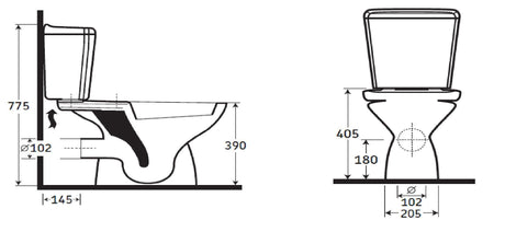 AKW Livenza Sanitaryware - Close Coupled WC Pan (p.trap) - Adaptation Supplies