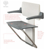 Diagram showing selling points of the chair