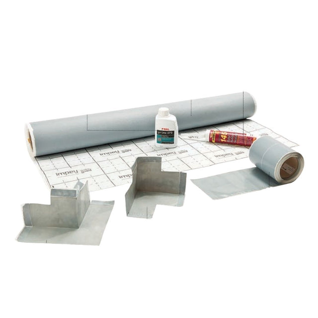 WaterGuard membrane with 500ml BAL primer, 15m jointing tape, 5 x internal corners, 1 x external corner, Butyl sealant