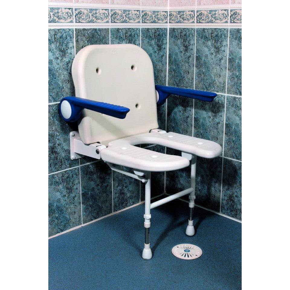 AKW 4000 Series Standard Horseshoe Shower Seat with Back and Arms - Adaptation Supplies