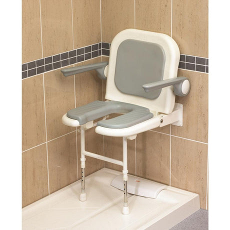 AKW 4000 Series Standard Horseshoe Shower Seat with Back and Arms - Adaptation Supplies