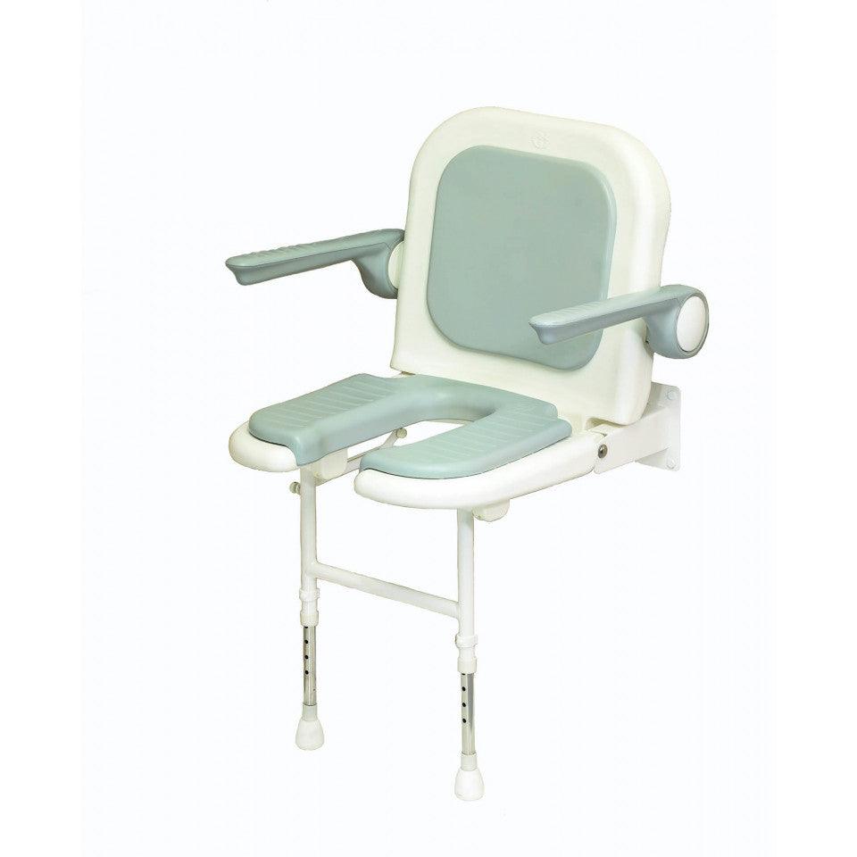 AKW 4000 Series Standard Horseshoe Shower Seat with Back and Arms - Adaptation Supplies