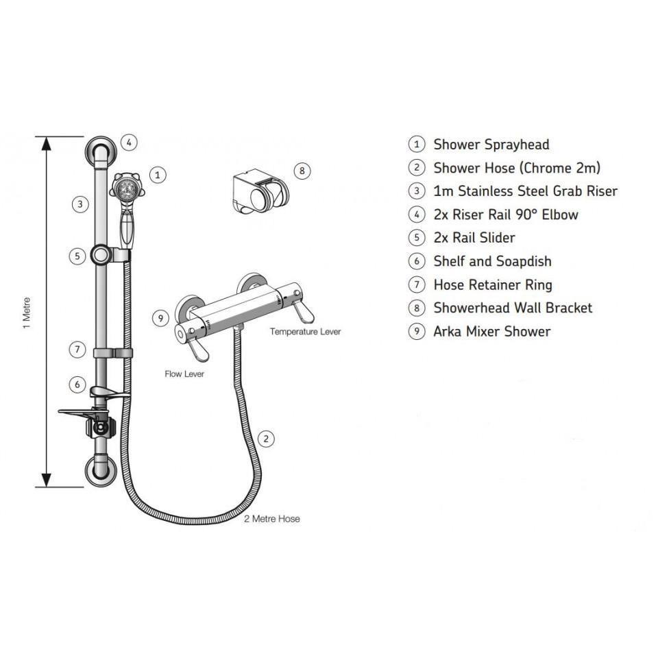 AKW Arka TMV3 Cool Touch Mixer Shower with Care Accessory Kit
