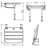 AKW Fold Up Wooden Slatted Shower Seat With Support Legs - Adaptation Supplies