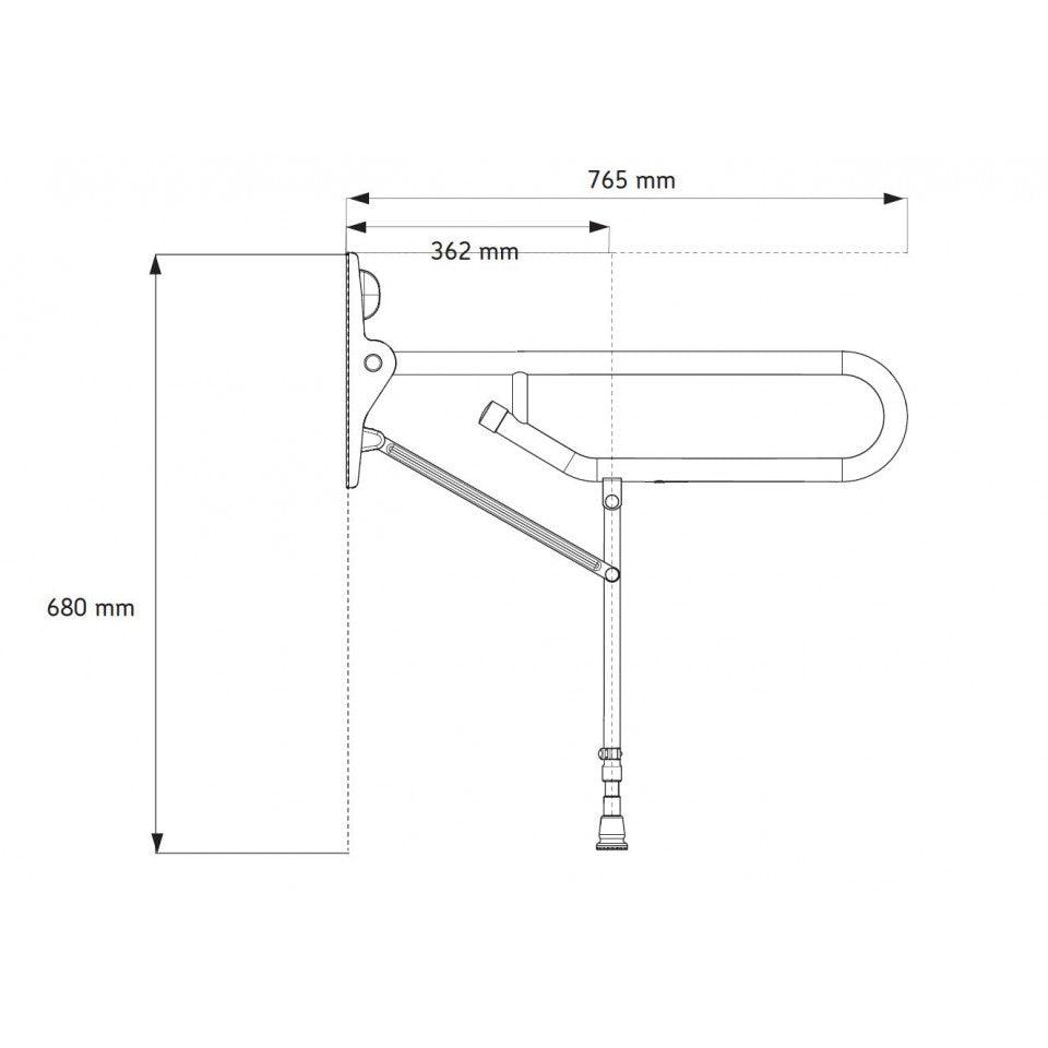 AKW Fold Up Bathroom Support Rail With Leg - Adaptation Supplies