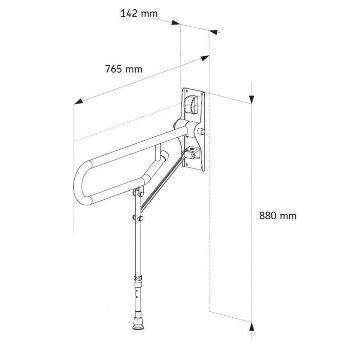 AKW Fold Up Bathroom Support Rail With Leg